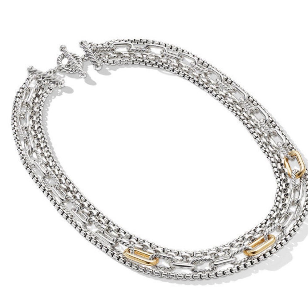 Authentic David Yurman Four Row Mixed Chain Neckl… - image 2